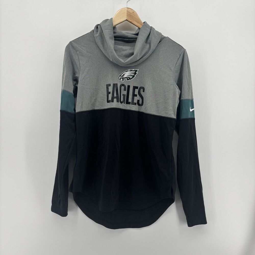 Women’s Nike Black Heathered Charcoal Philadelphia Eagles Light Cowl‎ Neck Small - Picture 4 of 10